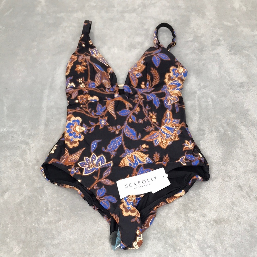 Seafolly Silk Road One Piece Swimsuit in Black Size 4 New